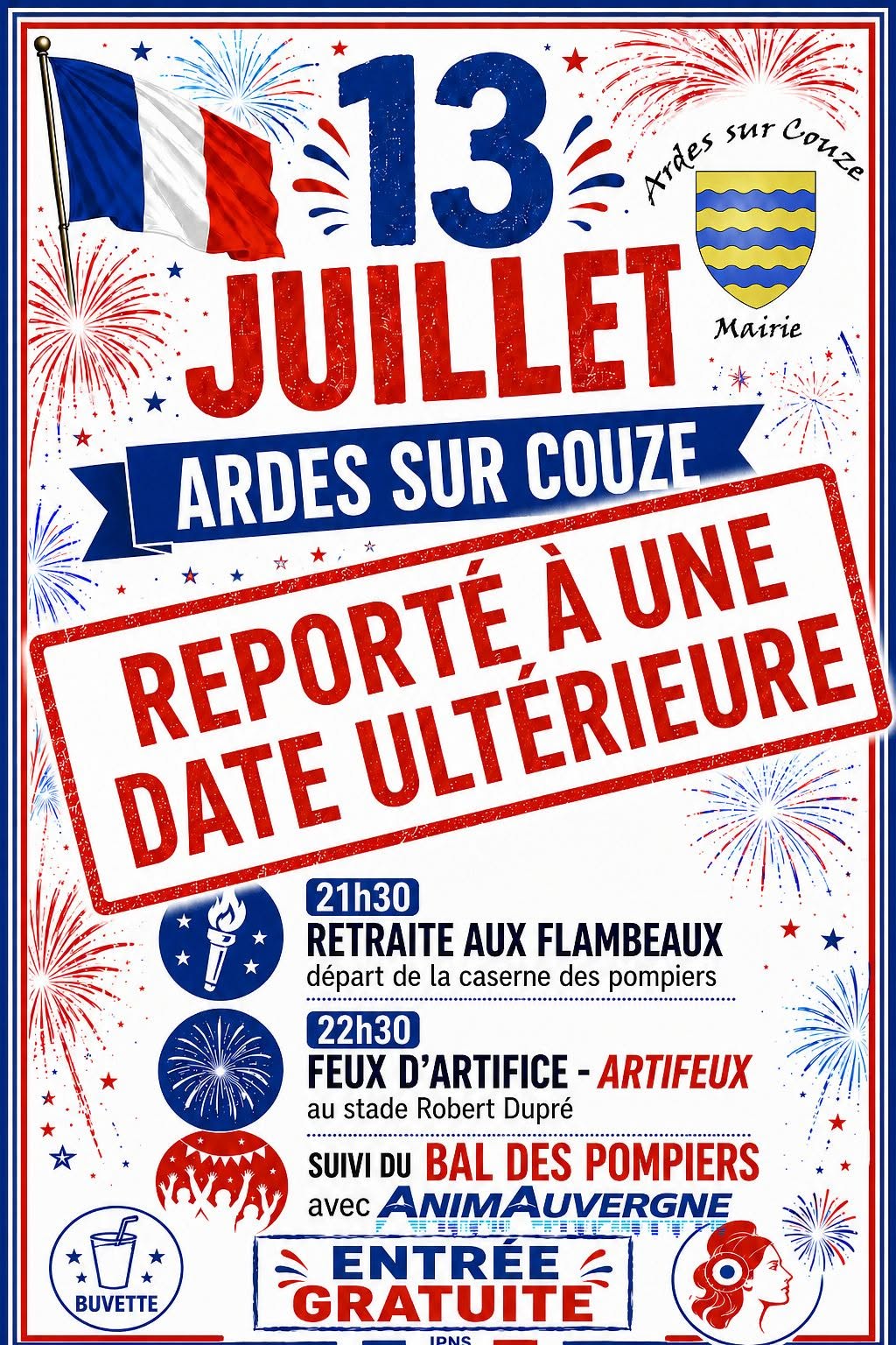 Report du bal du 13 juillet à Ardes-sur-Couze